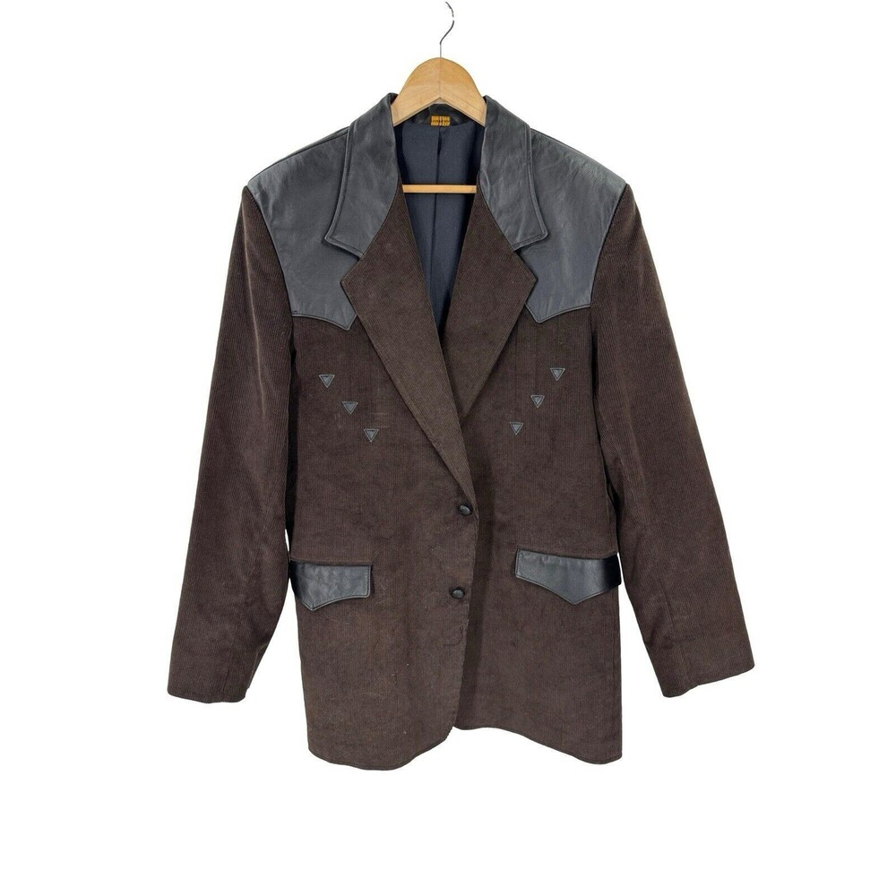 Pioneer‎ Wear Blazer Jacket Cowboy Sport Coat Western Corduroy & Leather